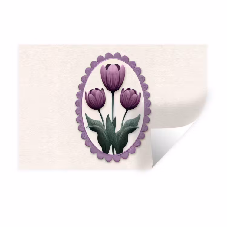 Muursticker - Tulpen - Paars - Lijst - Bladeren — 1