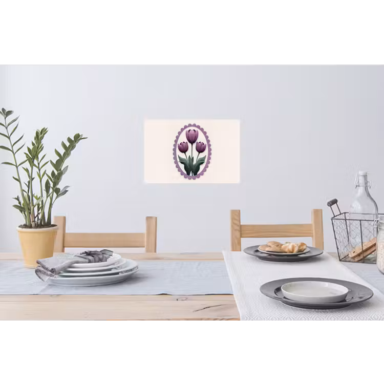 Muursticker - Tulpen - Paars - Lijst - Bladeren — 3