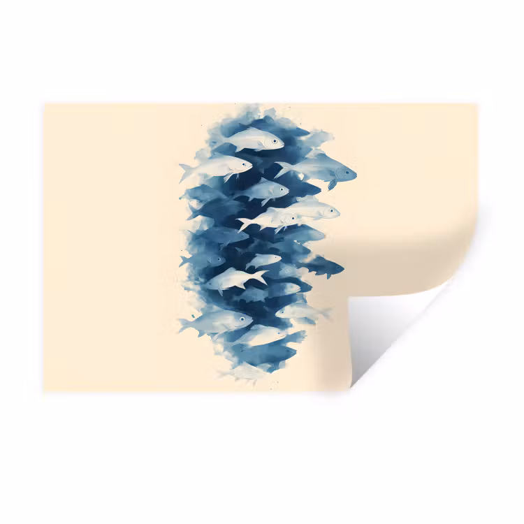 Muursticker - Vissen - Minimalistisch - Blauw — 1