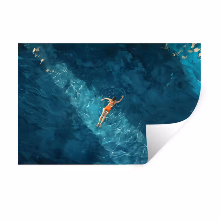 Muursticker - Vrouw - Water - Bikini - Oranje — 1
