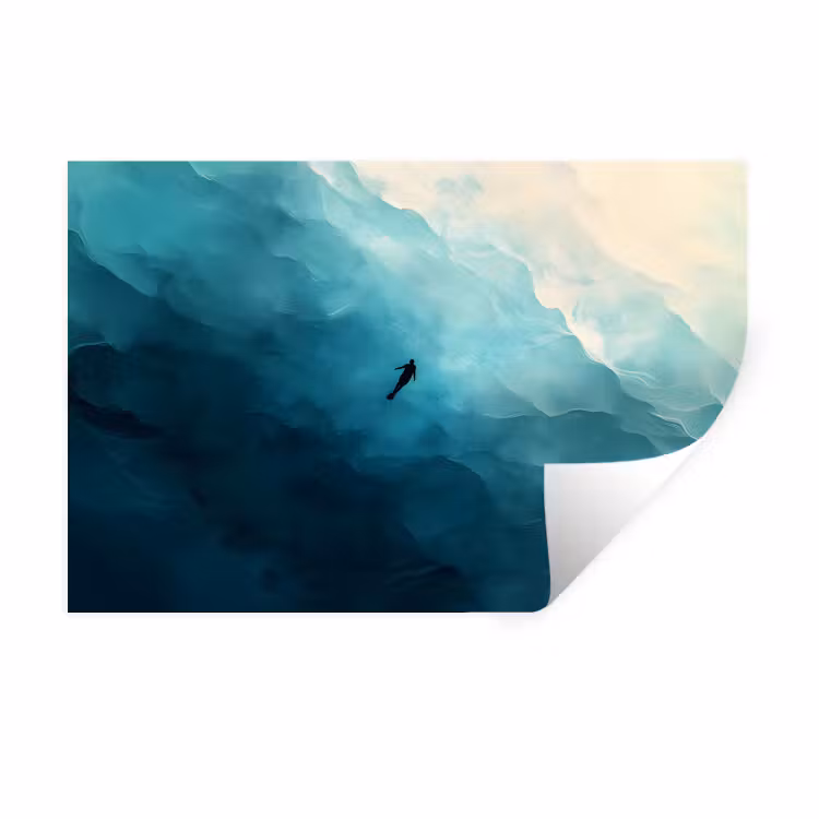 Muursticker - Zee - Silhouet - Abstract - Blauw — 1