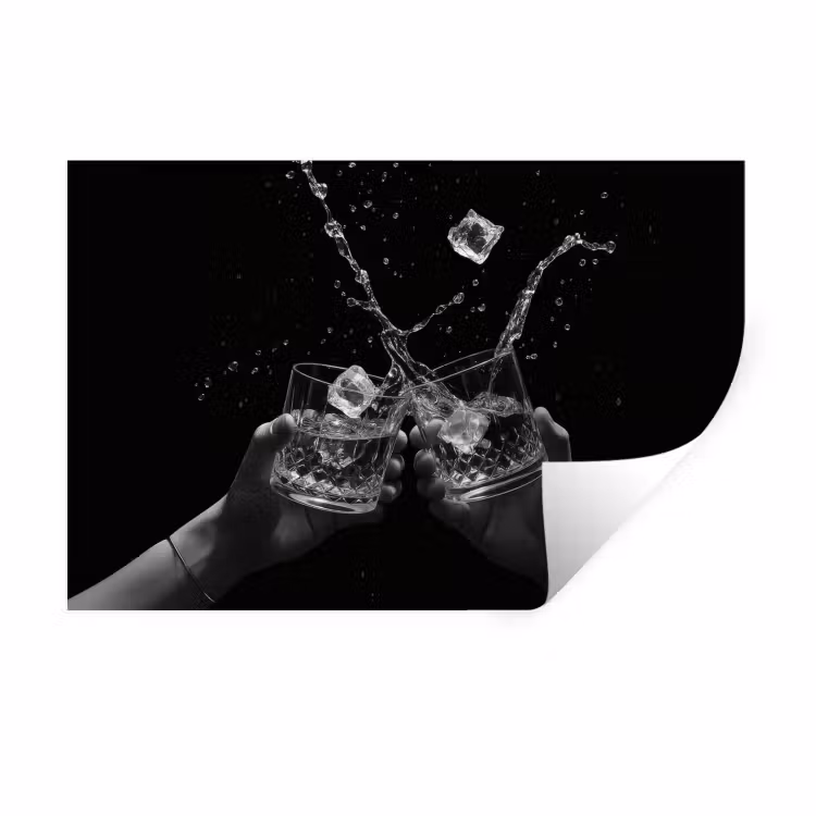 Muursticker - Whiskyglazen - Ijs - Spetters - Zwart — 1