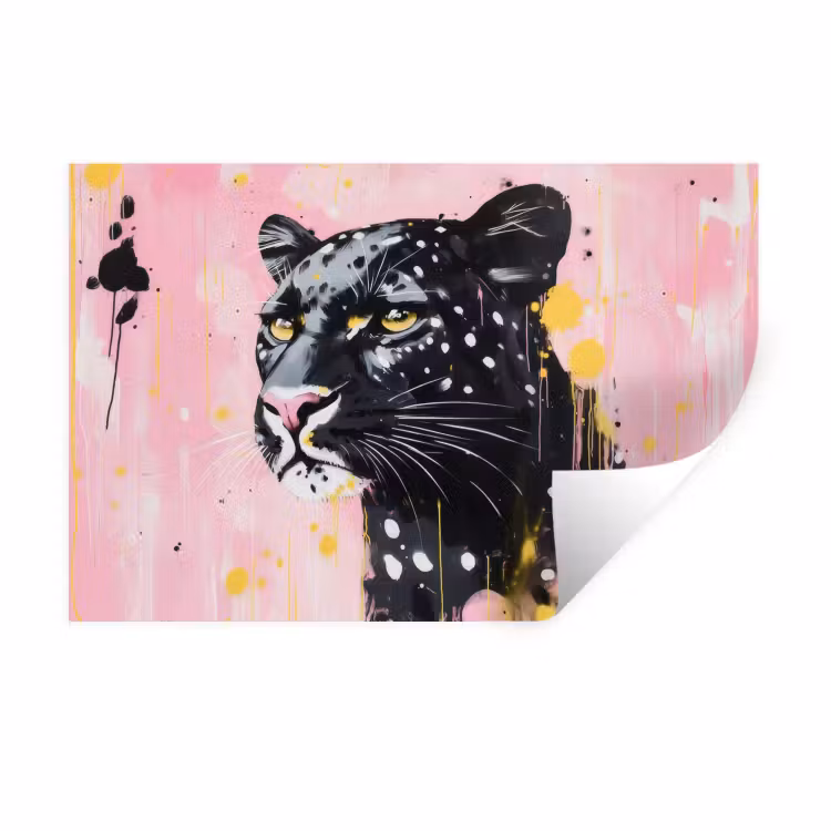 Muursticker - Zwart - Panter - Roze - Abstract — 1