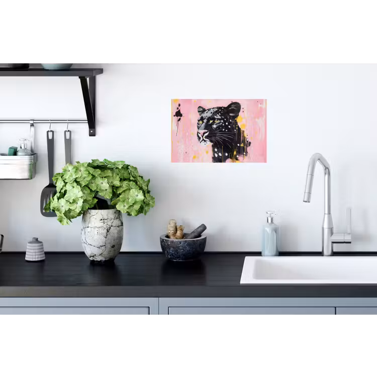 Muursticker - Zwart - Panter - Roze - Abstract — 2