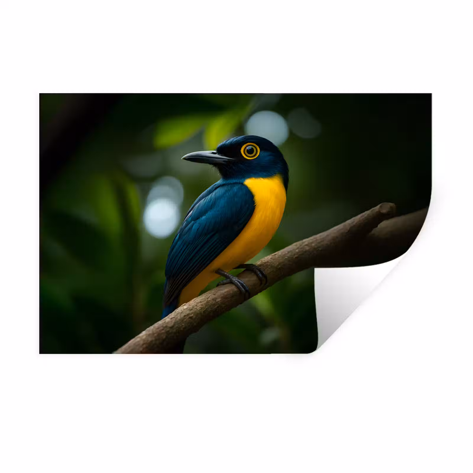 Muursticker - Vogel - Tak - Geel - Bladeren — 1