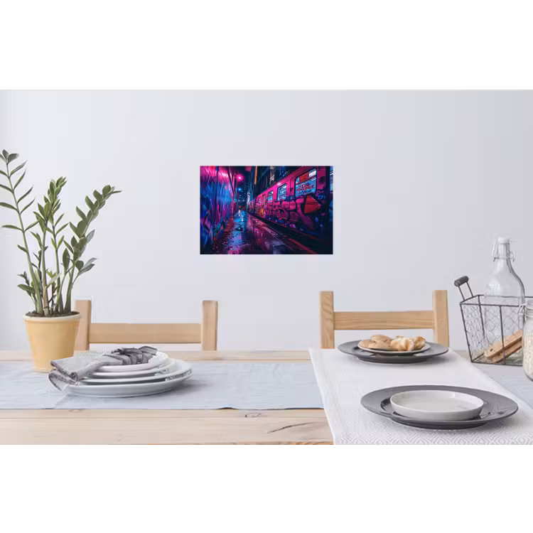 Muursticker - Stad - Neon - Nacht - Roze - Graffiti — 3