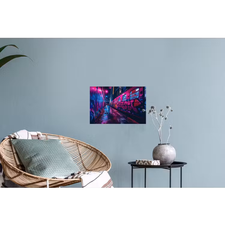 Muursticker - Stad - Neon - Nacht - Roze - Graffiti — 4