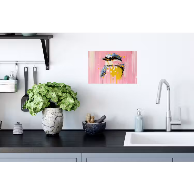 Muursticker - Vogel - Roze - Geel - Blauw — 2