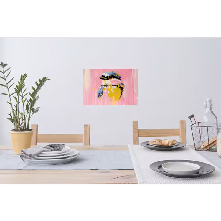 Muursticker - Vogel - Roze - Geel - Blauw — 3