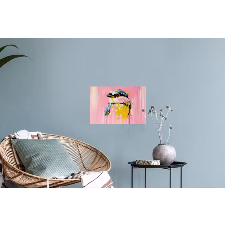 Muursticker - Vogel - Roze - Geel - Blauw — 4