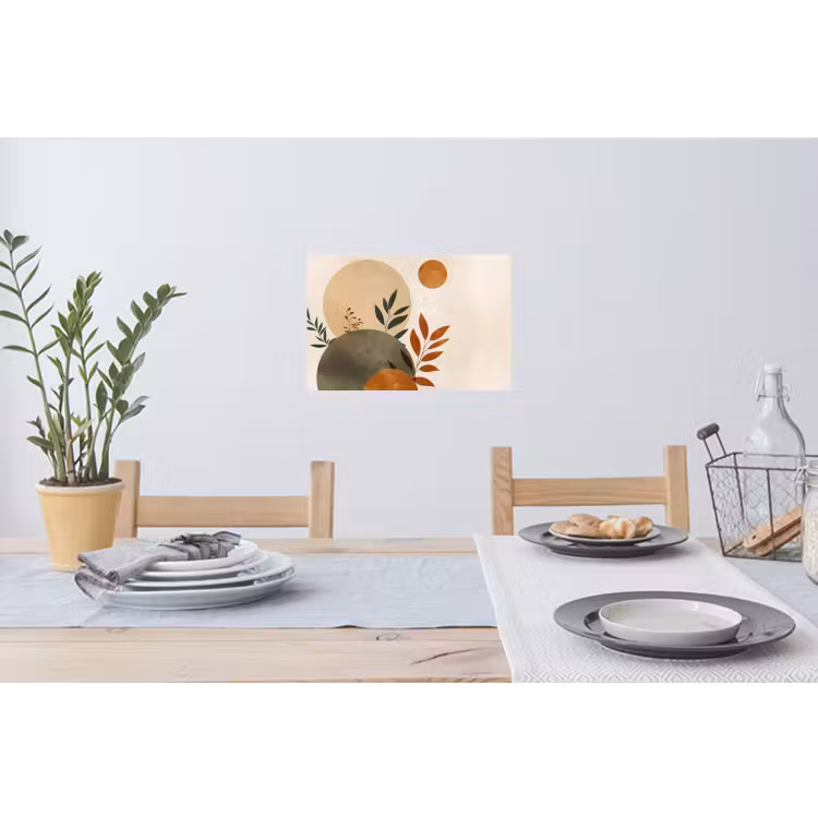 Muursticker - Vormen - Rond - Bladeren - Beige — 3