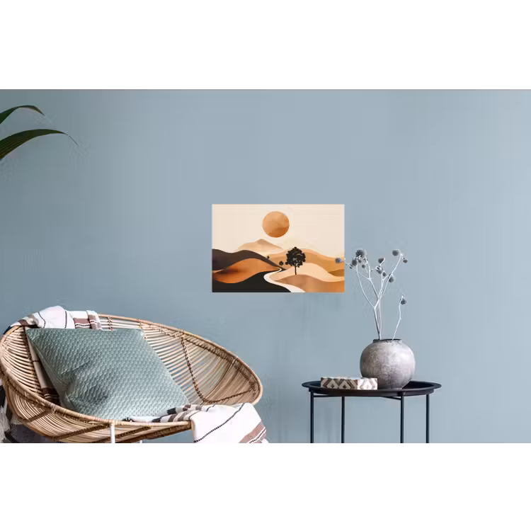 Muursticker - Zon - Heuvels - Boom - Abstract — 4