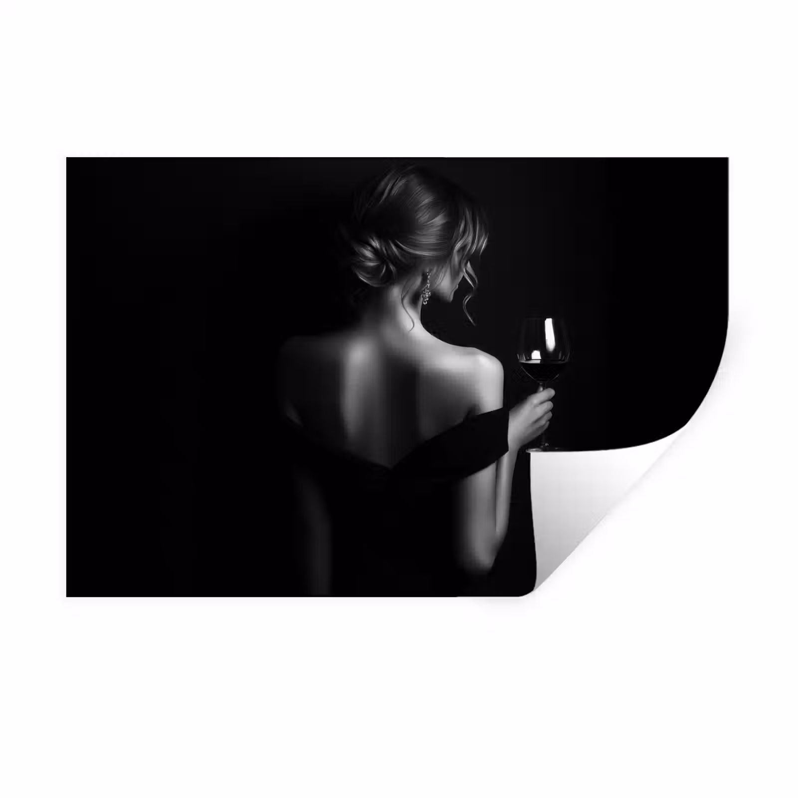 Muursticker - Vrouw - Wijn - Jurk — 1