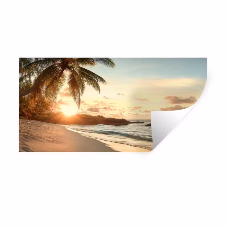 Muursticker - Strand - Palmbomen - Oceaan - Zonsondergang — 1