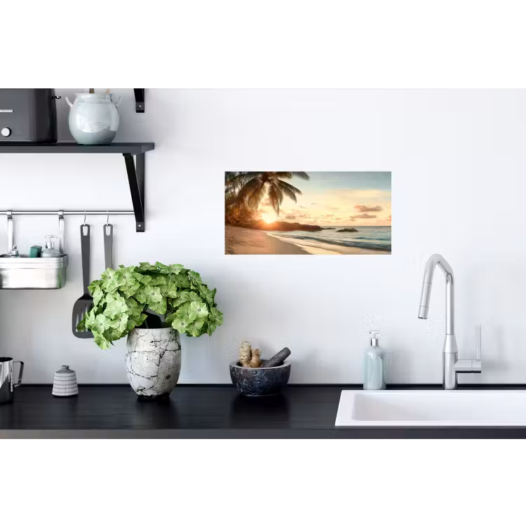 Muursticker - Strand - Palmbomen - Oceaan - Zonsondergang — 2