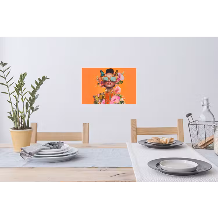 Muursticker - Vlinders - Vrouw - Zonnebril - Kleurrijk — 3
