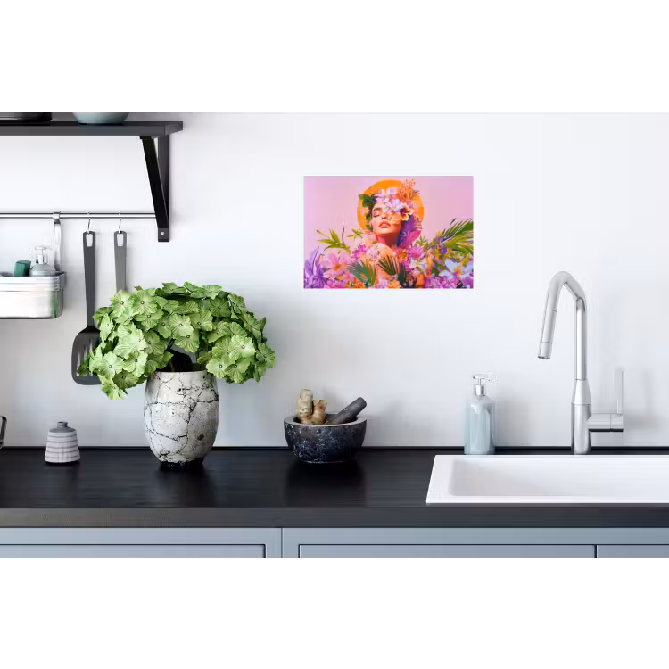 Muursticker - Vrouw - Abstract - Cirkel - Bloemen — 2