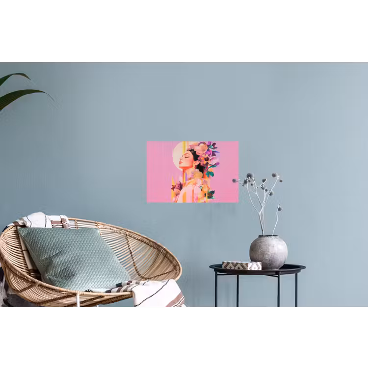 Muursticker - Vrouw - Bloemen - Paars - Abstract — 4