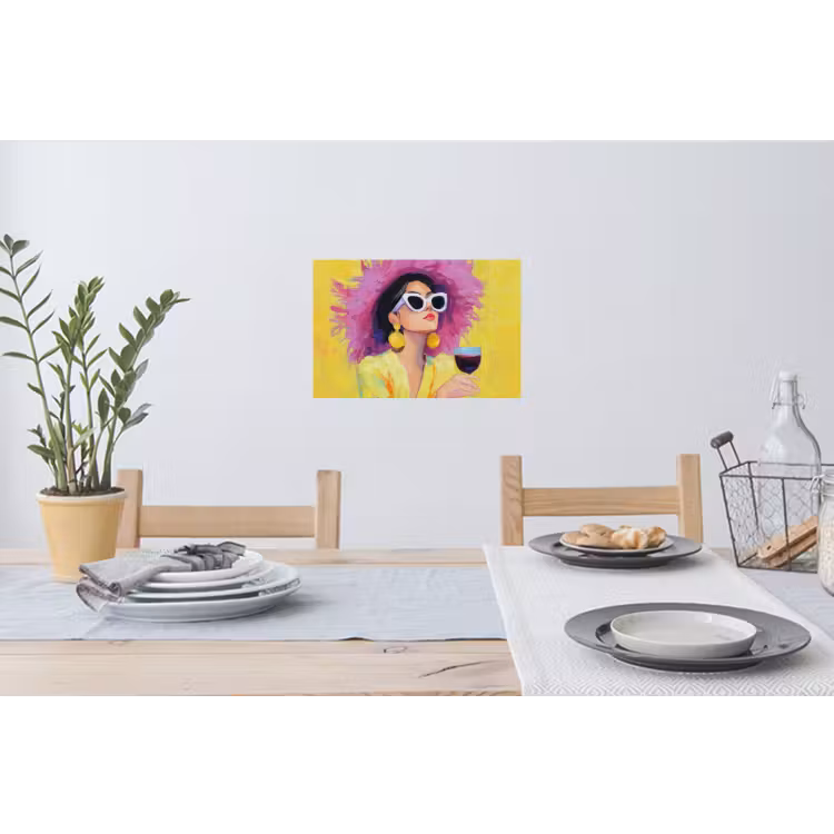 Muursticker - Vrouw - Hoed - Paars - Wijn — 3