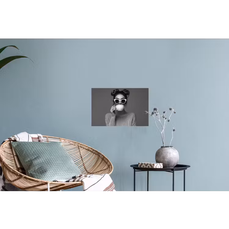 Muursticker - Vrouw - Koffie - Zwart - Wit — 4