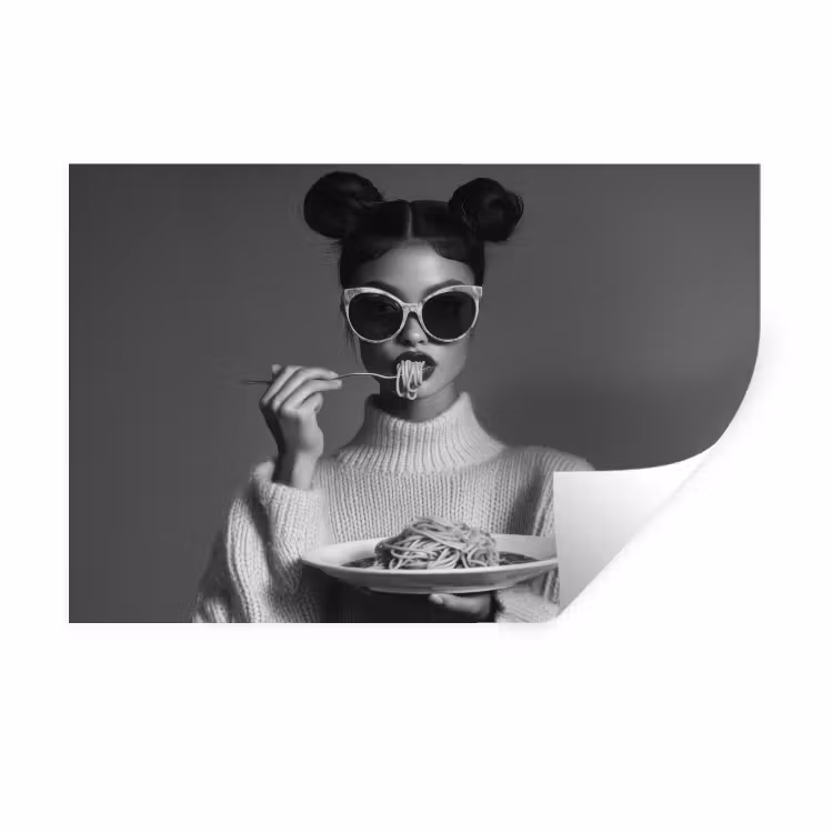 Muursticker - Vrouw - Pasta - Zonnebril — 1