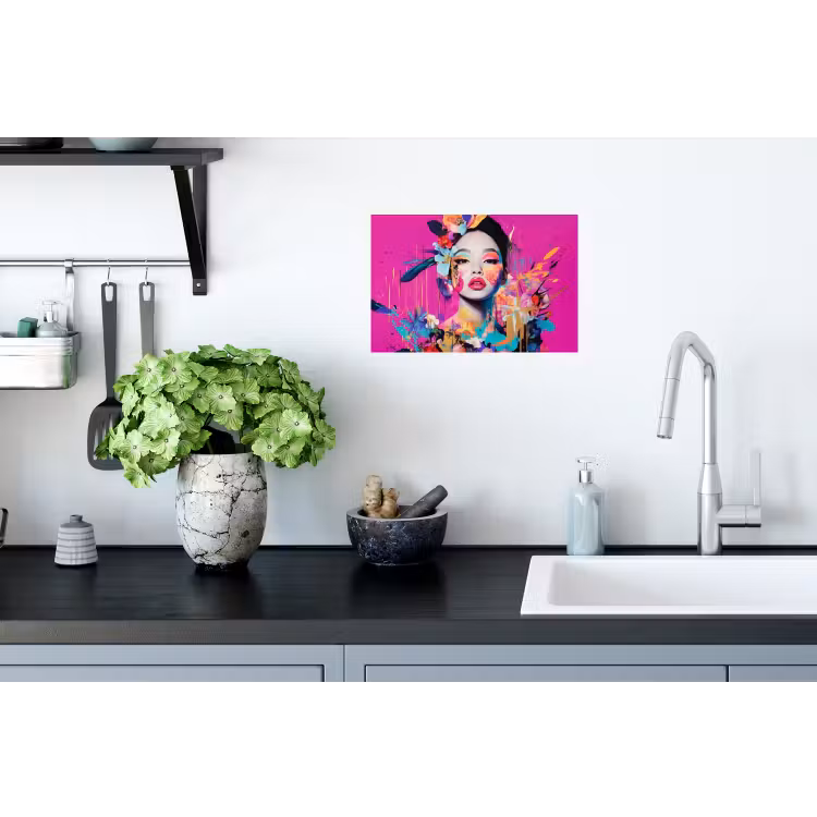 Muursticker - Vrouw - Portret - Abstract - Paars — 2