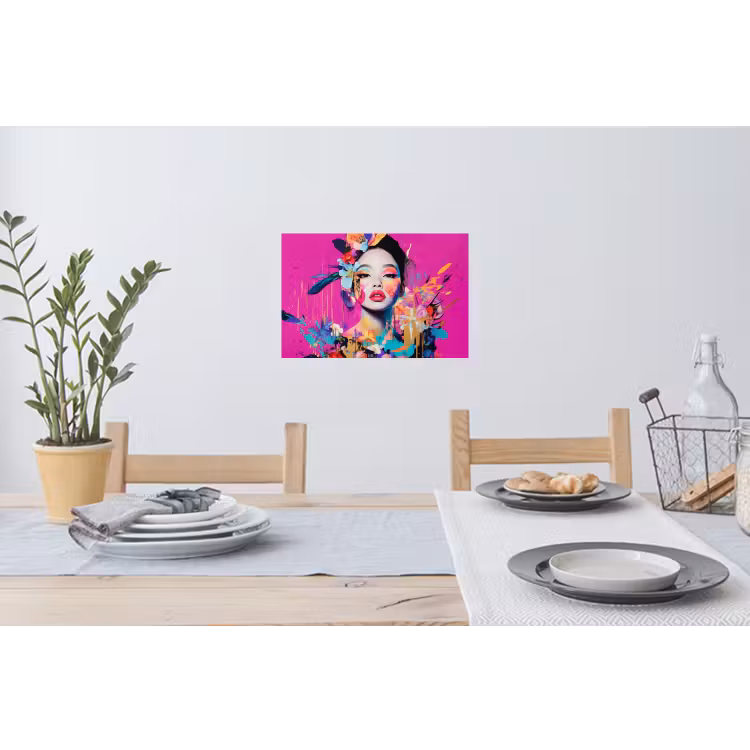 Muursticker - Vrouw - Portret - Abstract - Paars — 3