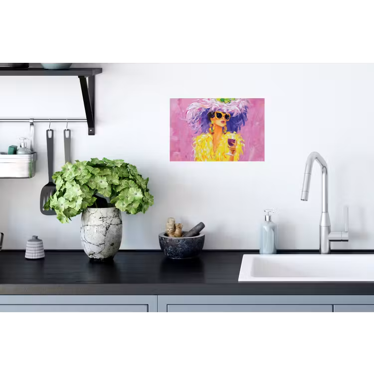Muursticker - Zonnebril - Vrouw - Jas - Veren — 2