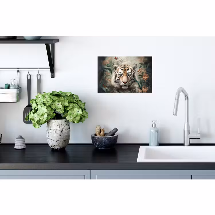 Muursticker - Tijger - Vlinders - Dieren - Jungle - Bloemen — 2