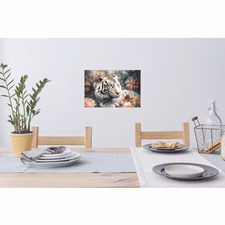 Muursticker - Tijger - Wilde dieren - Bloemen - Jungle — 3
