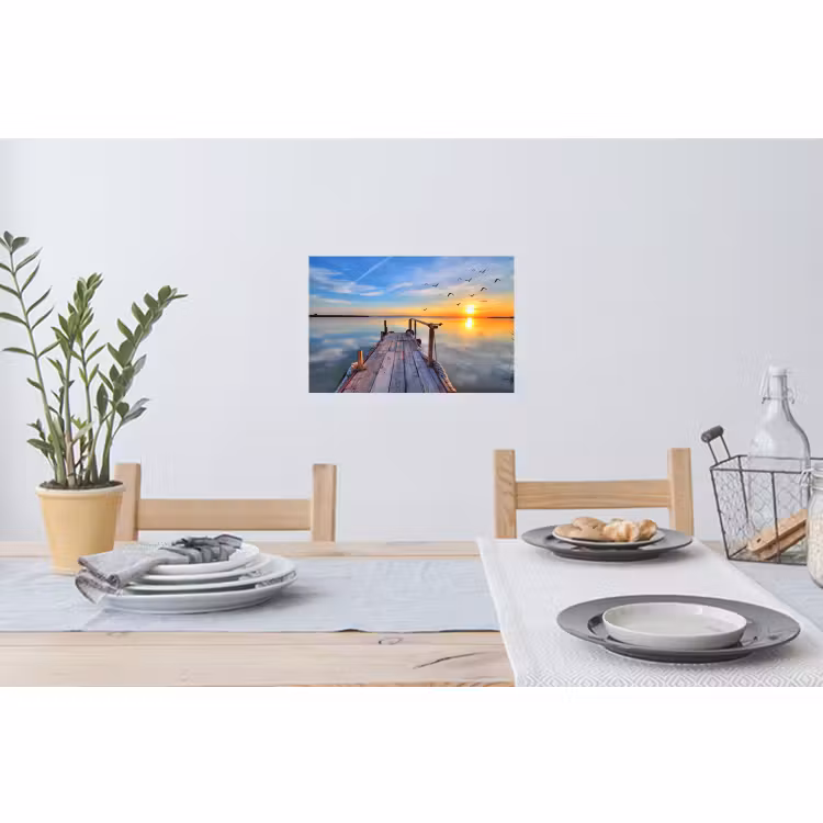 Muursticker - Water - Steiger - Vogels - Zonsondergang - Horizon — 3
