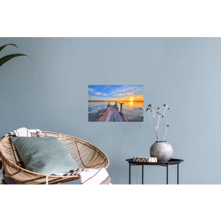 Muursticker - Water - Steiger - Vogels - Zonsondergang - Horizon — 4