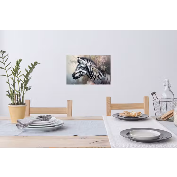 Muursticker - Zebra - Wilde dieren - Vlinder - Bloemen — 3