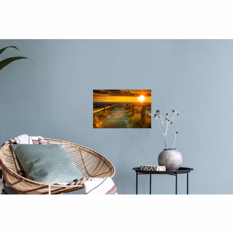 Muursticker - Zon - Strand - Duin - Horizon - Gras - Pad - Oranje — 4