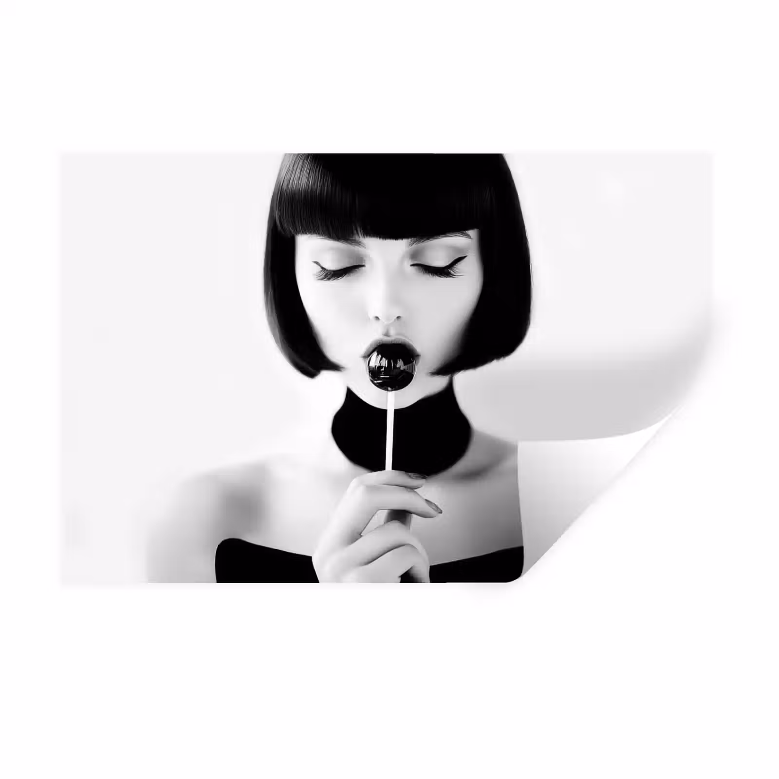 Muursticker - Vrouw - Lolly - Zwart - Wit — 1