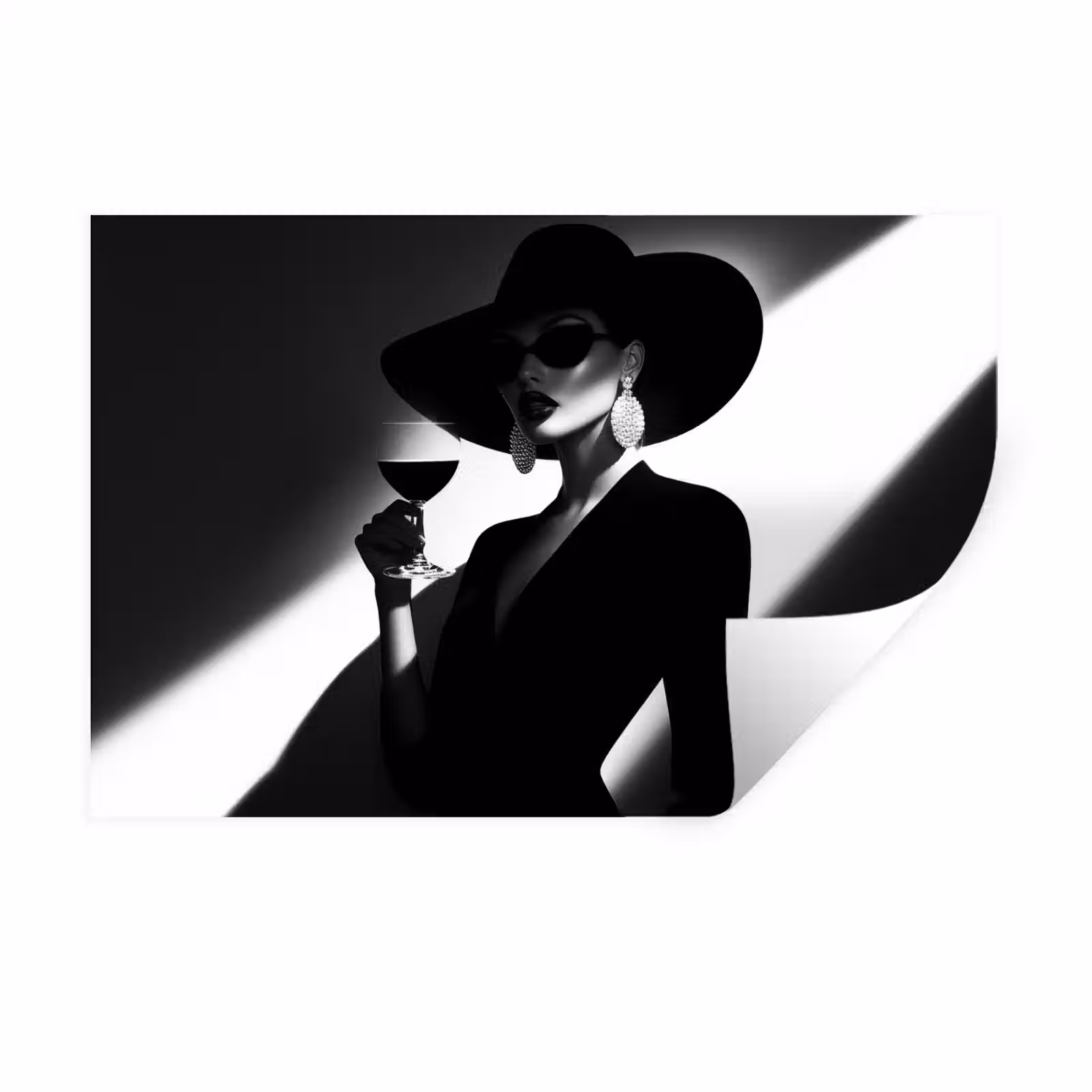 Muursticker - Vrouw - Wijn - Chic — 1