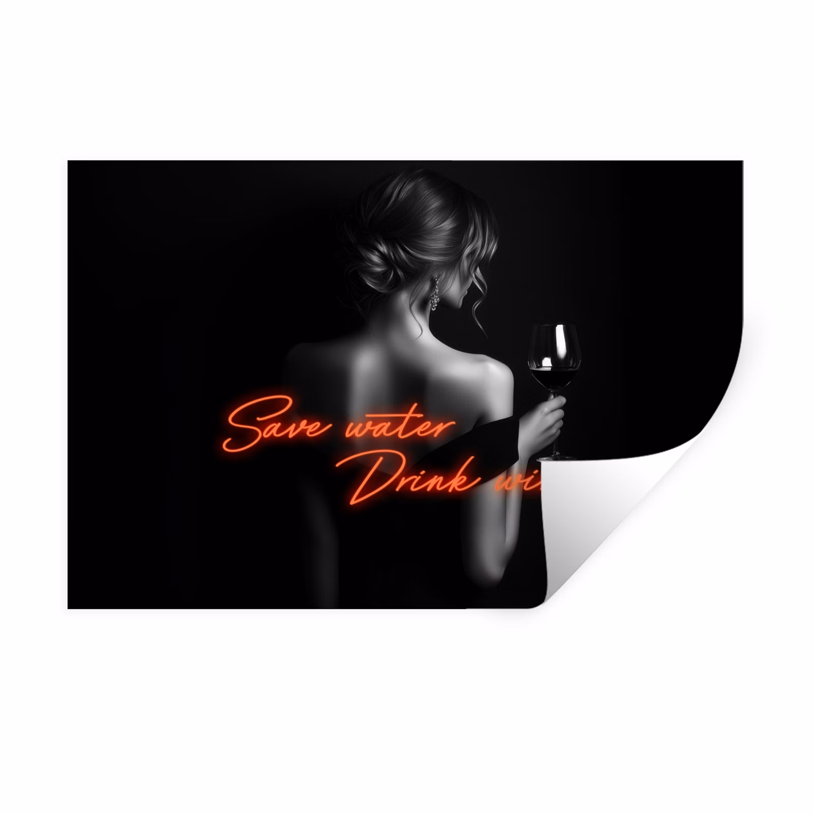 Muursticker - Wijn - Vrouw - Neon - Quote — 1
