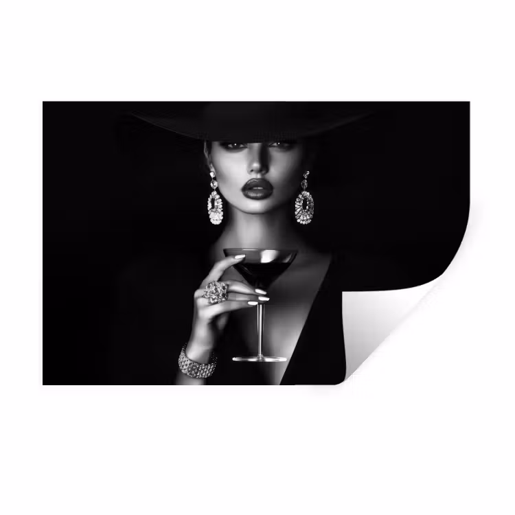 Muursticker - Vrouw - Cocktail - Chic — 1
