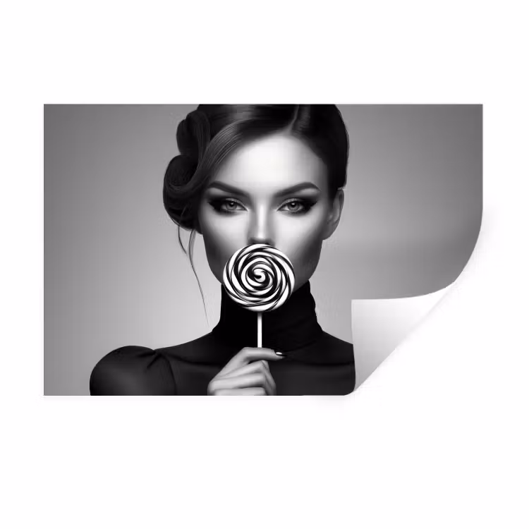 Muursticker - Vrouw - Lolly - Zwart — 1