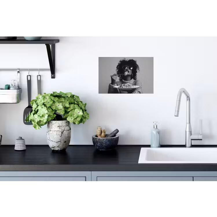 Muursticker - Vrouw - Pasta - Zwart - Wit — 2