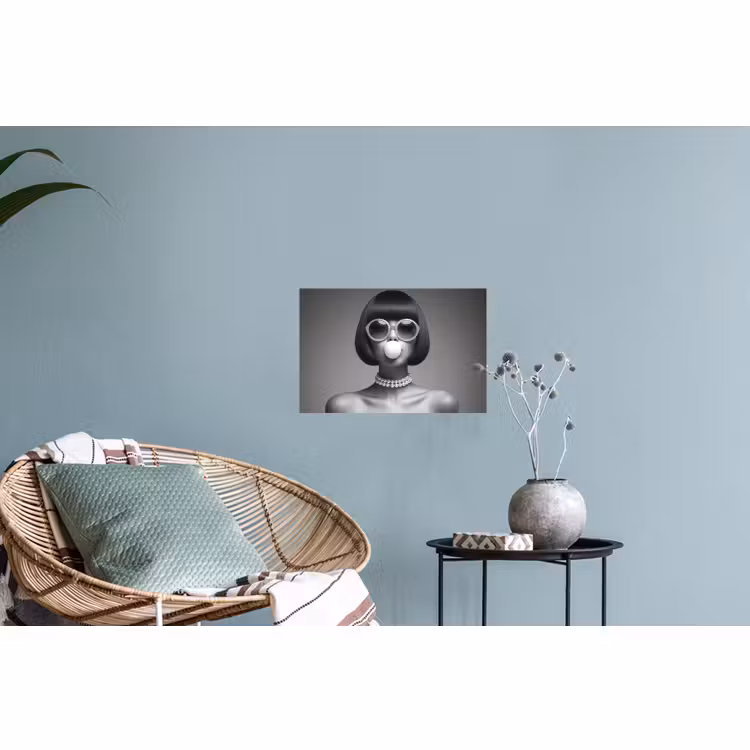 Muursticker - Vrouw - Zwart Wit - Ketting - Zonnebril — 4