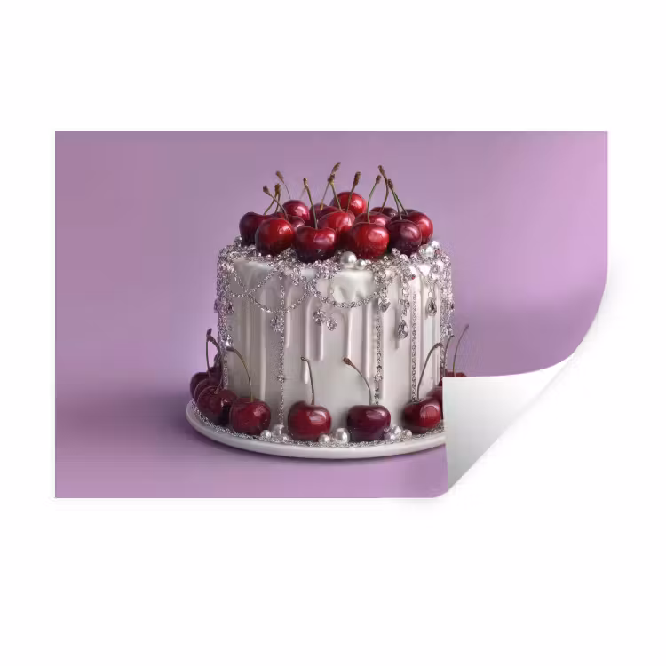 Muursticker - Taart - Kersen - Juwelen - Rood — 1