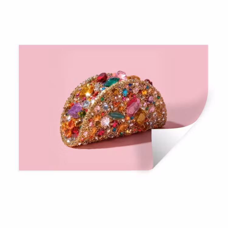 Muursticker - Taco - Kleurrijk - Edelstenen - Goud — 1