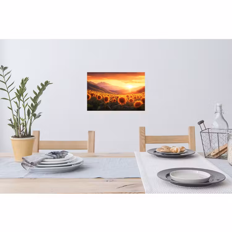 Muursticker - Zonnebloemen - Zonsondergang - Landschap — 3