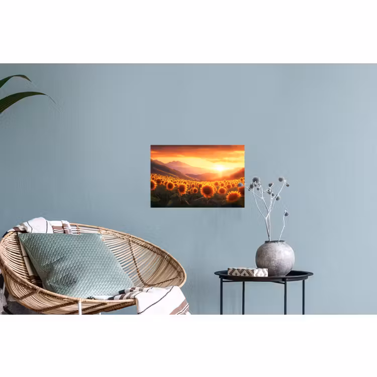 Muursticker - Zonnebloemen - Zonsondergang - Landschap — 4