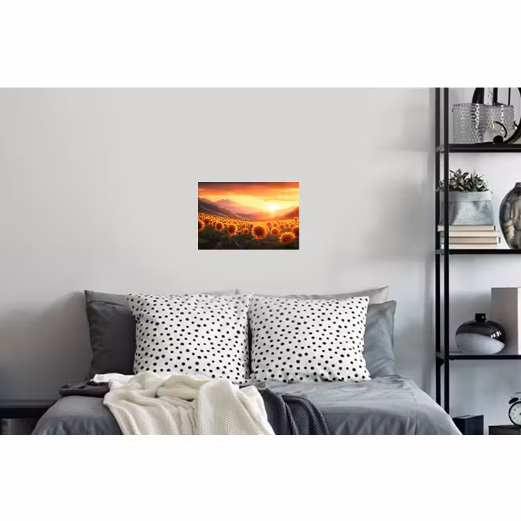 Muursticker - Zonnebloemen - Zonsondergang - Landschap — 5