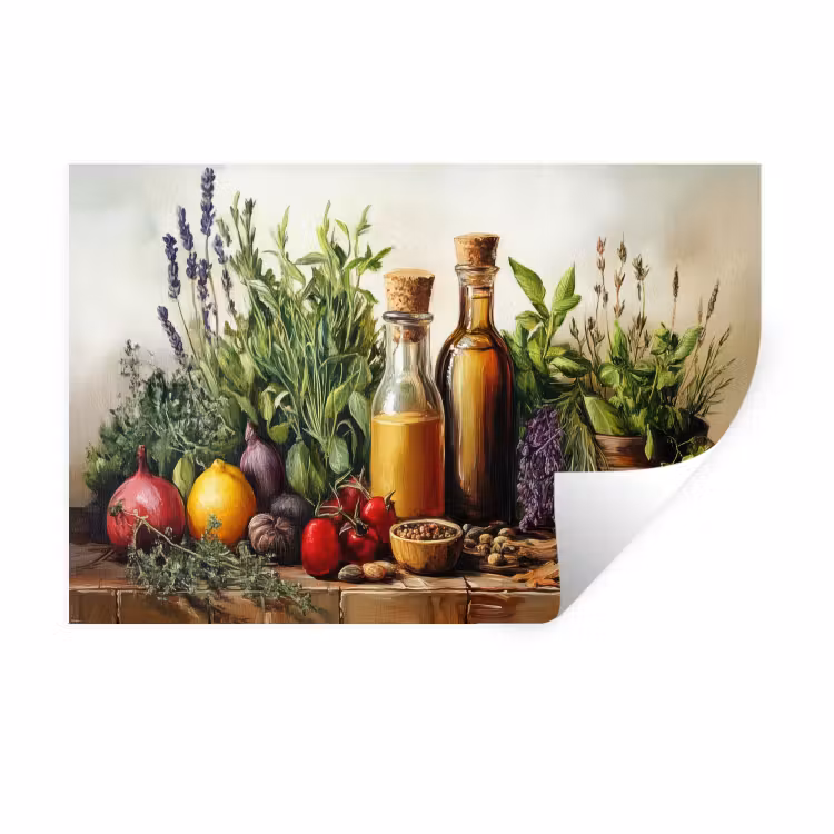 Muursticker - Stilleven - Kruiden - Specerijen - Fruit - Kleurrijk — 1