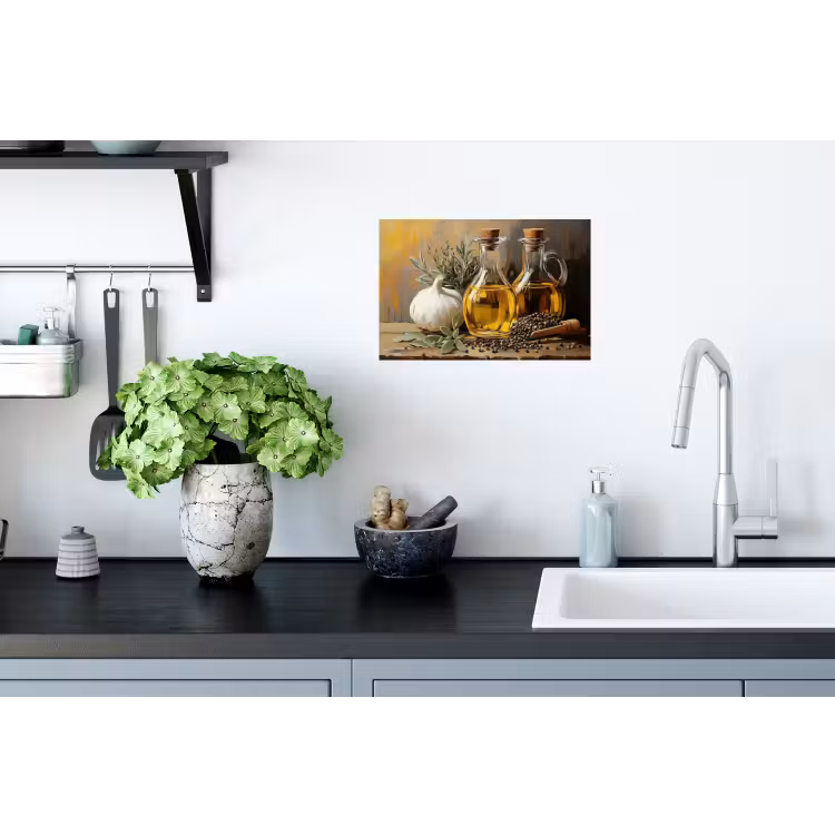 Muursticker - Stilleven - Olijfolie - Knoflook - Kruiden — 2