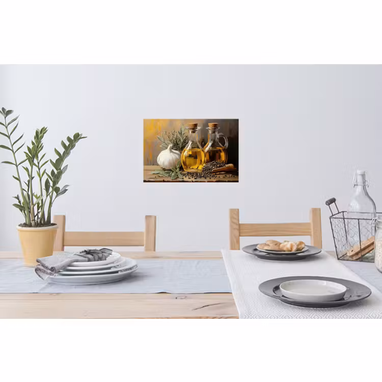 Muursticker - Stilleven - Olijfolie - Knoflook - Kruiden — 3