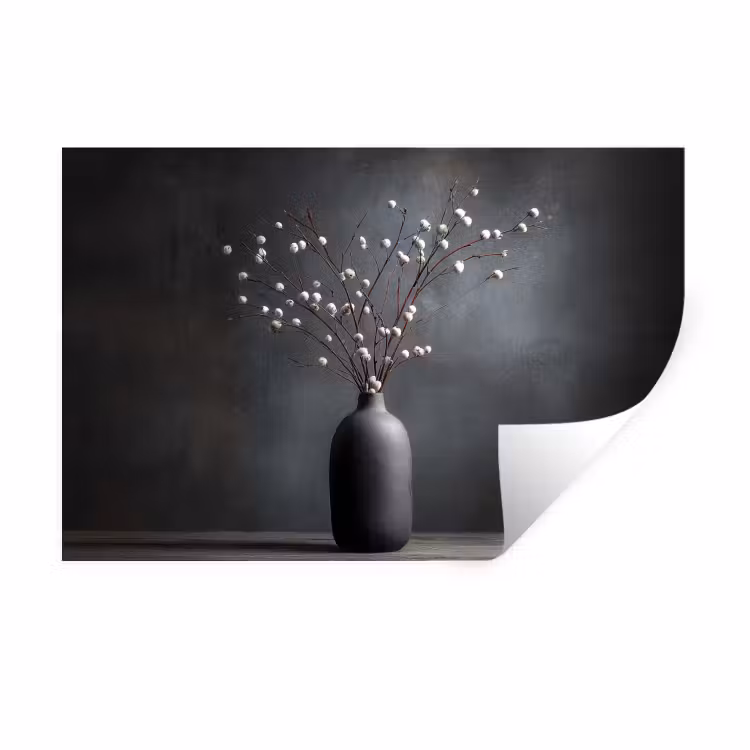 Muursticker - Takken - Vaas - Bolletjes - Wit — 1